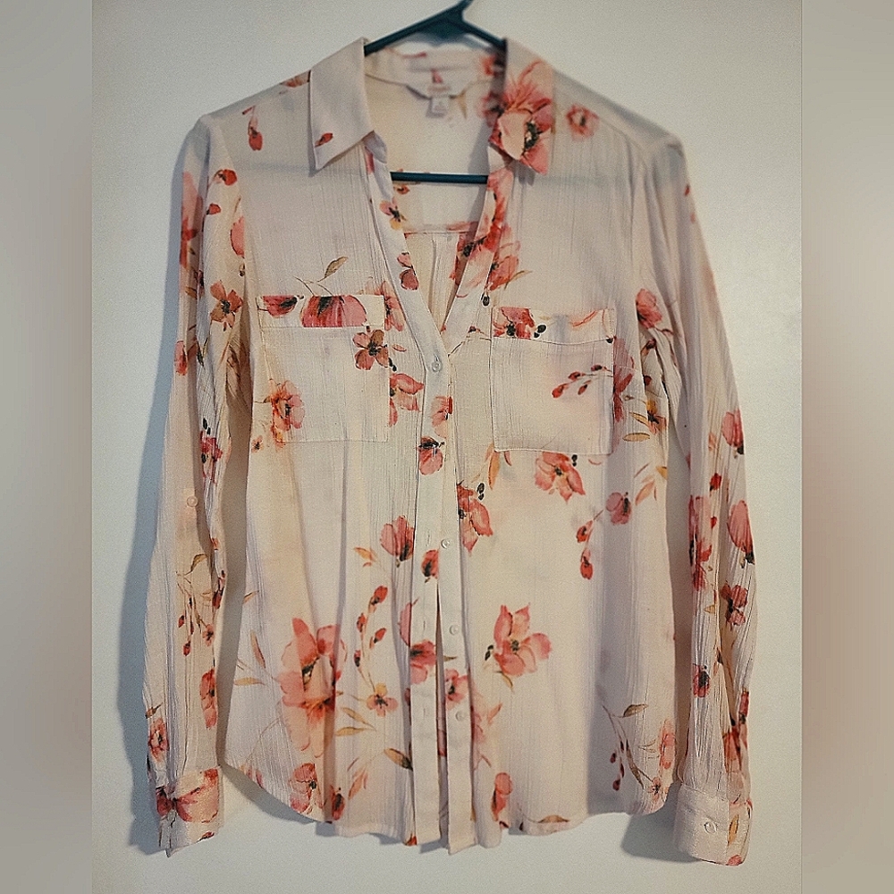 Candie's White Floral Button-Down